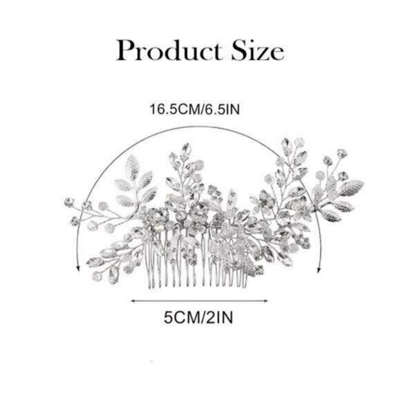 Bride Wedding Hair Comb Pearl Flower Hair Piece Rhinestone Silver Headpiece - Picture 2 of 7